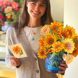 Sunflower (Updated Vase) (8 Pop - up Greeting Cards) - Pages & Parcels
