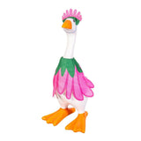 Table-sized goose figurine dressed in a mini outfit