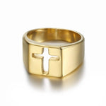 Tarnish-free stainless steel cross cutout ring