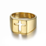 Tarnish-free stainless steel cross cutout ring