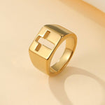 Tarnish-free stainless steel cross cutout ring