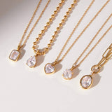 Tarnish-Free Emerald-Cut Crystal Necklace - Pages & Parcels