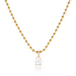 Tarnish-free stainless steel necklace with emerald-cut crystal pendant