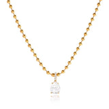 Tarnish-free stainless steel necklace with emerald-cut crystal pendant