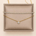 Tarnish-free stainless steel layered necklace with rhinestone pendants