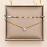 Tarnish-free stainless steel layered necklace with rhinestone pendants