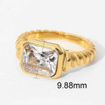 Tarnish-free stainless steel ring with rhinestone band