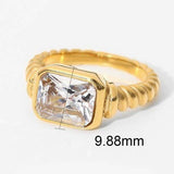 Tarnish-free stainless steel ring with rhinestone band