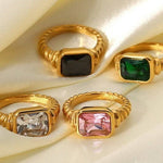 Tarnish-free stainless steel ring with rhinestone band