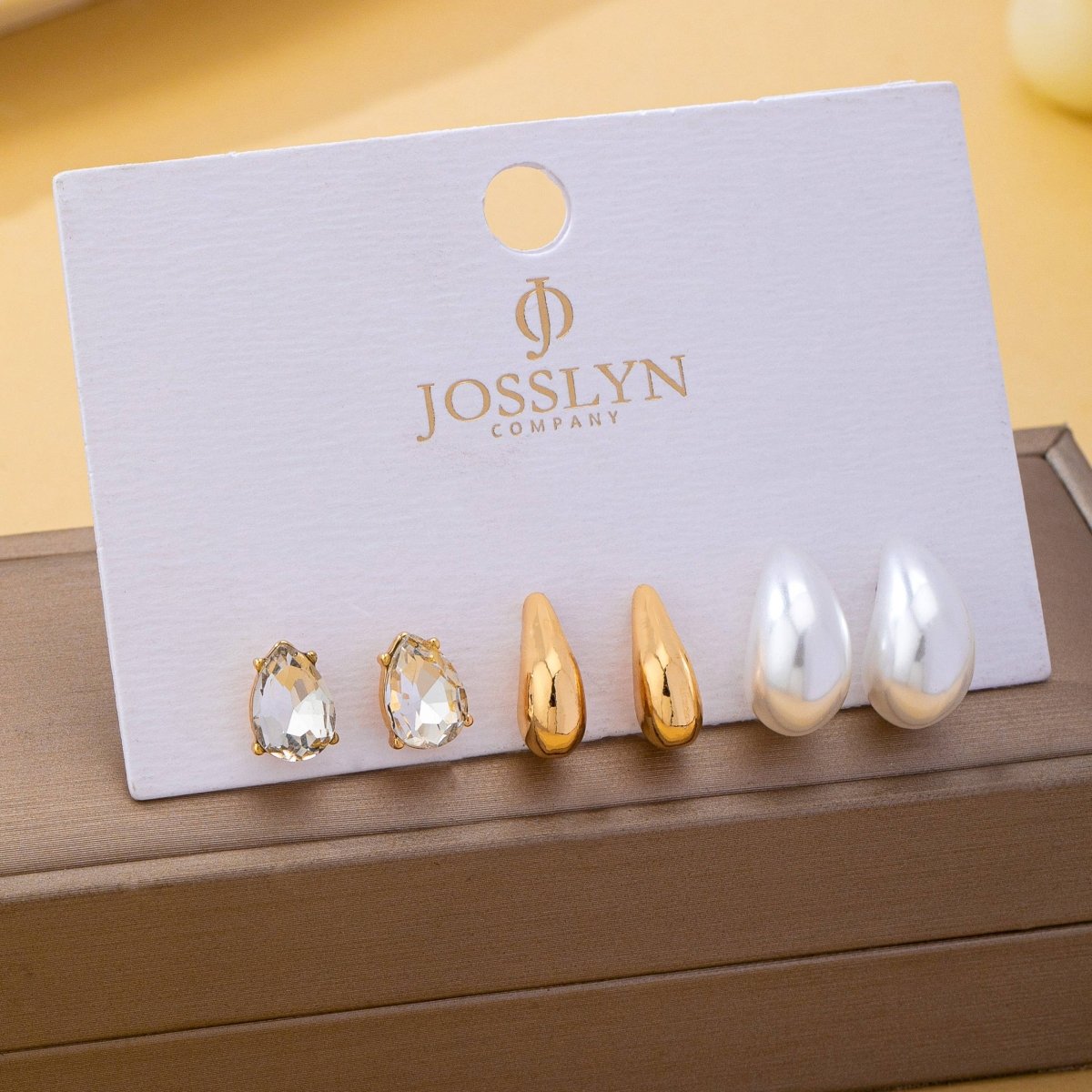 Teardrop Crystal Trio Stud Earring Set - Pages & Parcels