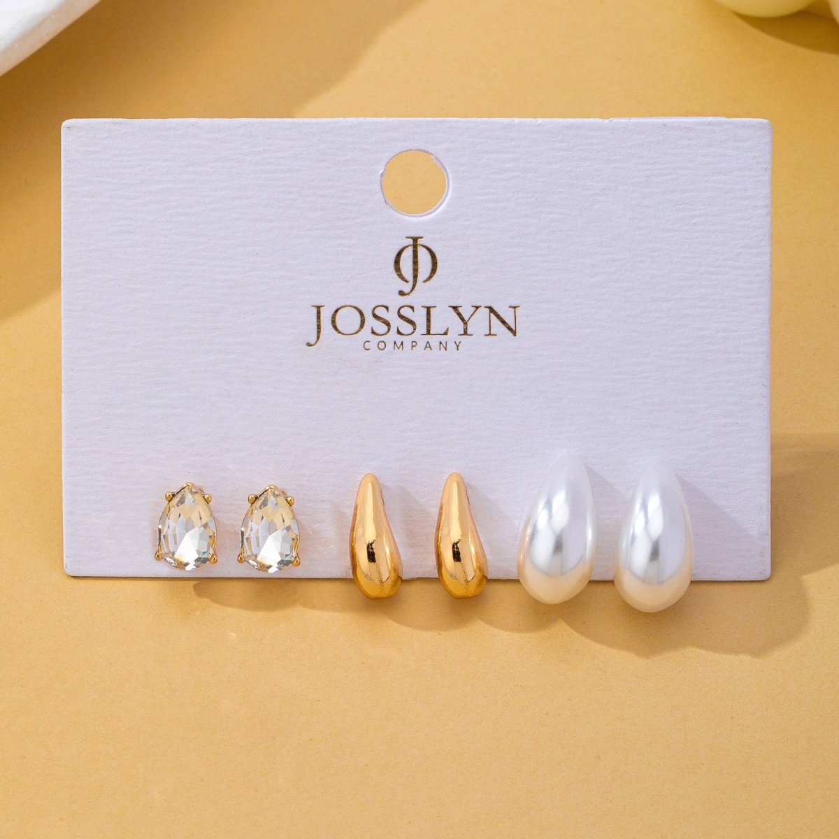 Teardrop Crystal Trio Stud Earring Set - Pages & Parcels
