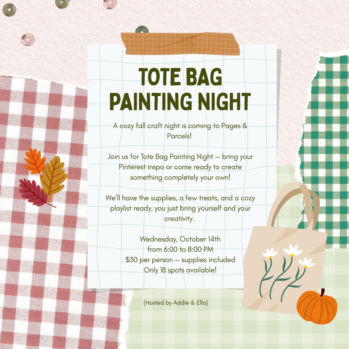 TOTE BAG PAINTING NIGHT - Pages & Parcels