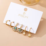 Turquoise rhinestone hoop trio earring set