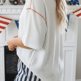 USA Graphic Half Sleeve Loose Ribbed Top - Pages & Parcels