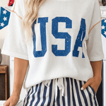 USA Graphic Half Sleeve Loose Ribbed Top - Pages & Parcels