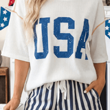 USA Graphic Half Sleeve Loose Ribbed Top - Pages & Parcels