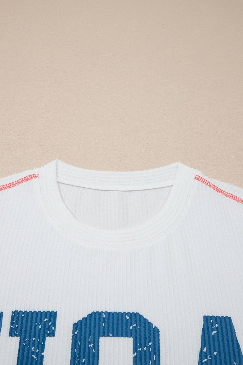 USA Graphic Half Sleeve Loose Ribbed Top - Pages & Parcels