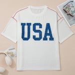USA Graphic Half Sleeve Loose Ribbed Top - Pages & Parcels