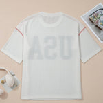 USA Graphic Half Sleeve Loose Ribbed Top - Pages & Parcels