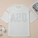 USA Graphic Half Sleeve Loose Ribbed Top - Pages & Parcels