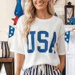 USA Graphic Half Sleeve Loose Ribbed Top - Pages & Parcels