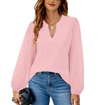 V Neck Blouse with Lace Puff Sleeves - Pages & Parcels