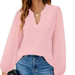 V Neck Blouse with Lace Puff Sleeves - Pages & Parcels