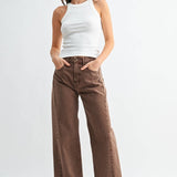 Vintage brown high-rise barrel jeans with a twist seam