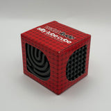 Red packaging silly cube with black interior on a white background