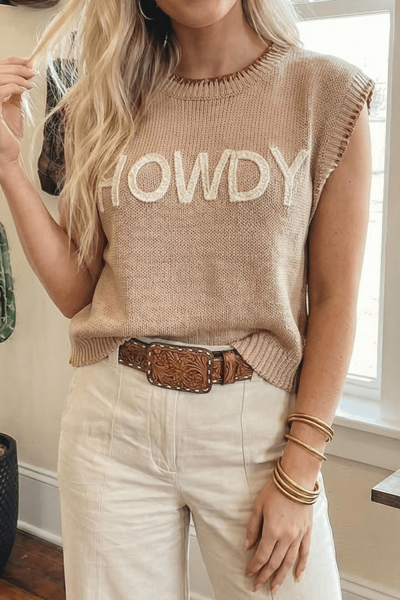 Western HOWDY Embroidered Knit Graphic Top - Pages & Parcels