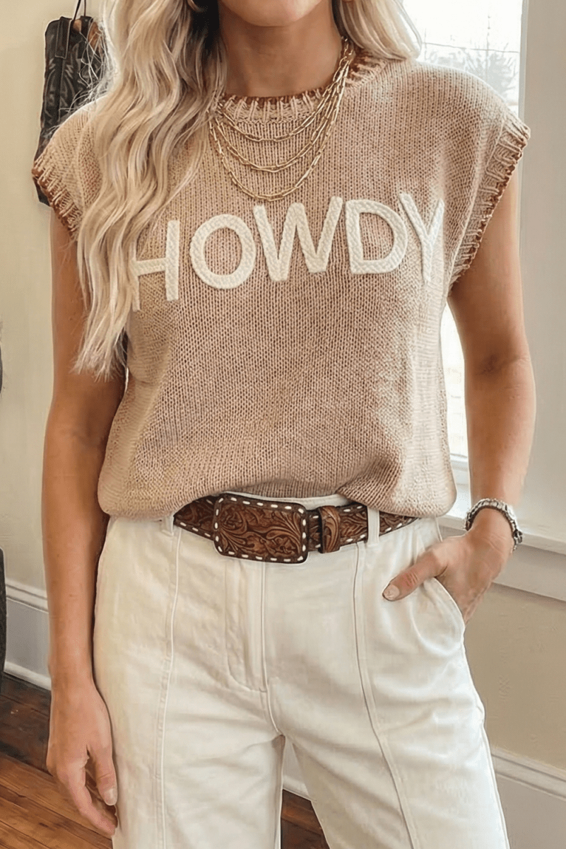 Western HOWDY Embroidered Knit Graphic Top - Pages & Parcels