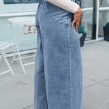 Western Washed Bow Knot Sash Wide Leg Jeans - Pages & Parcels