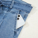 Western Washed Bow Knot Sash Wide Leg Jeans - Pages & Parcels