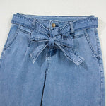 Western Washed Bow Knot Sash Wide Leg Jeans - Pages & Parcels