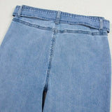 Western Washed Bow Knot Sash Wide Leg Jeans - Pages & Parcels