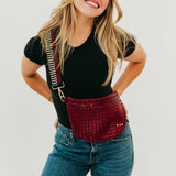 Woven vegan leather crossbody bum bag in brown