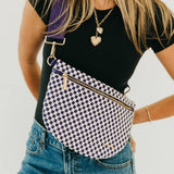 Woven vegan leather crossbody bum bag in brown