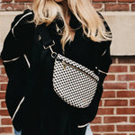 Woven vegan leather crossbody bum bag in brown