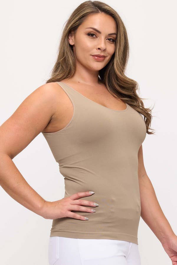 Womens Reversible Seamless Tank W Built In Bra - Plus - Pages & Parcels
