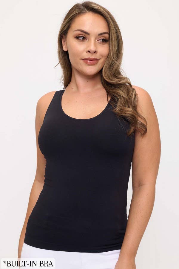 Womens Reversible Seamless Tank W Built In Bra - Plus - Pages & Parcels