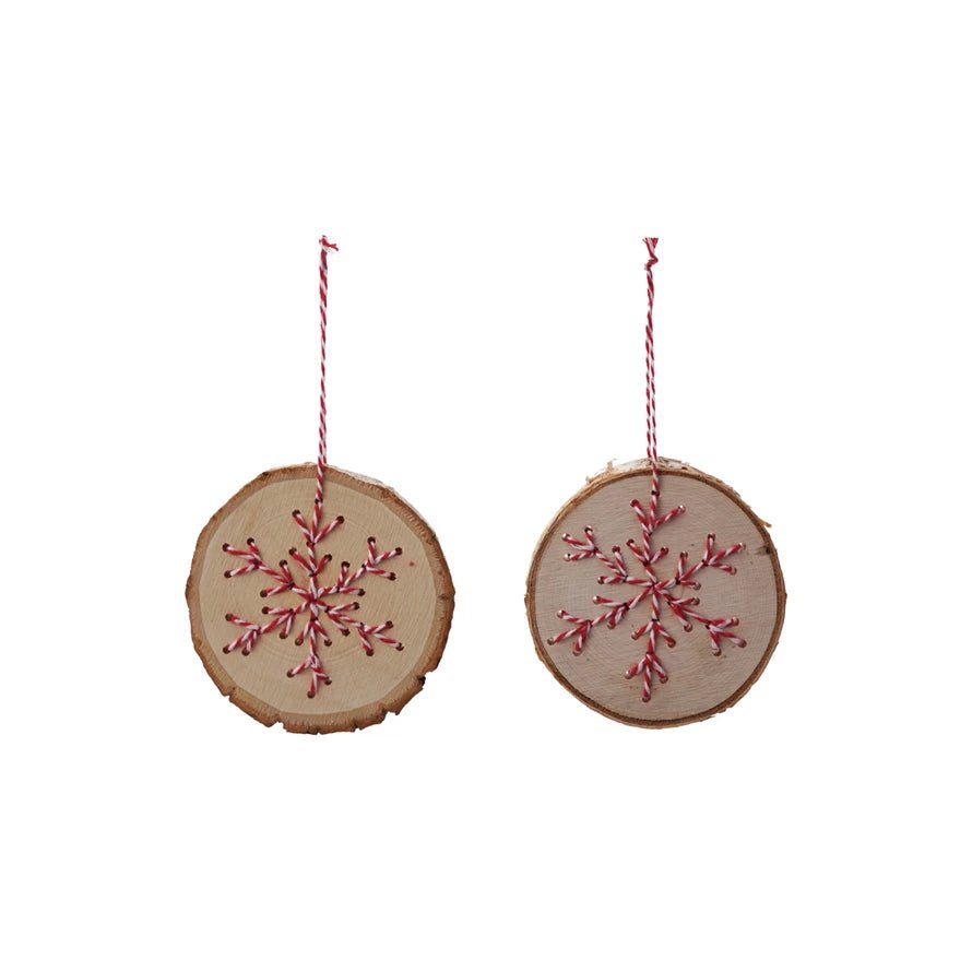 Wood Slice Ornament with Snowflakes - Pages & Parcels
