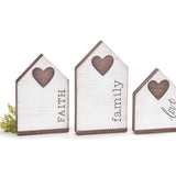 Wooden House with Heart set of 3 - Pages & Parcels