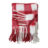 Woven Acrylic w/ Fringe, Red & White Plaid - Pages & Parcels