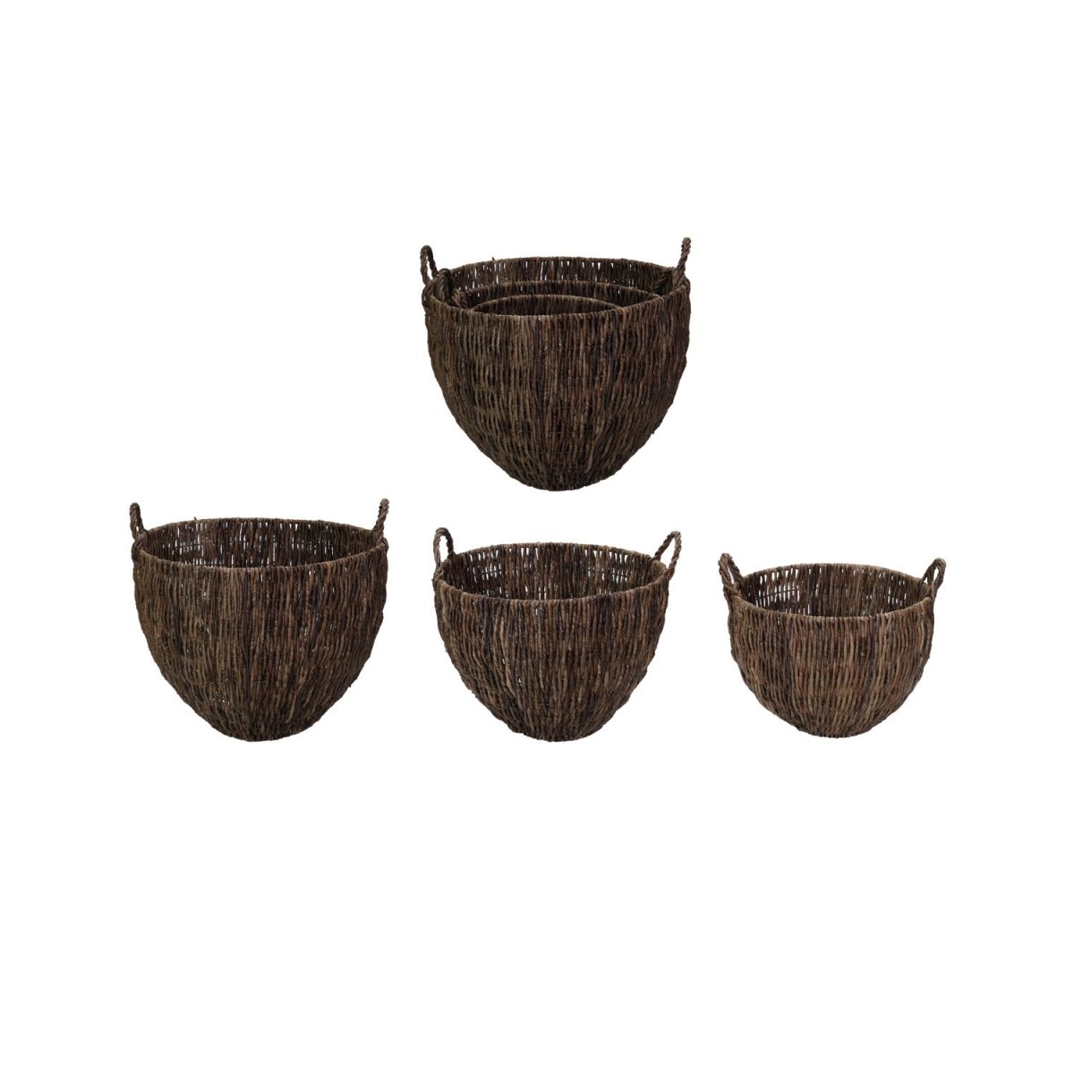 Woven Banana Leaf Baskets with Handles, Natural, Set of 3