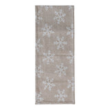 Table runner in woven recycled fabric jacquard with a snowflake pattern