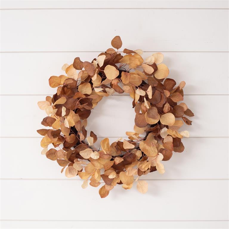 Wreath - Brown and Cream Eucalyptus - Pages & Parcels