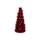 Plastic Tinsel Ball Tree with Glitter & Silver Color Beads, Red