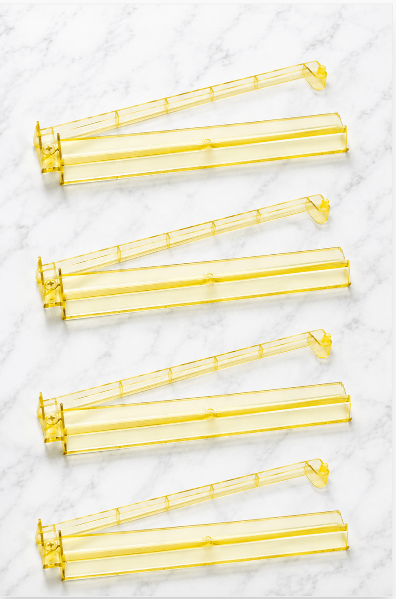 Yellow Acrylic Mahjong Tile Racks Racks with Pushers Set of 4, 17.5"W - Pages & Parcels