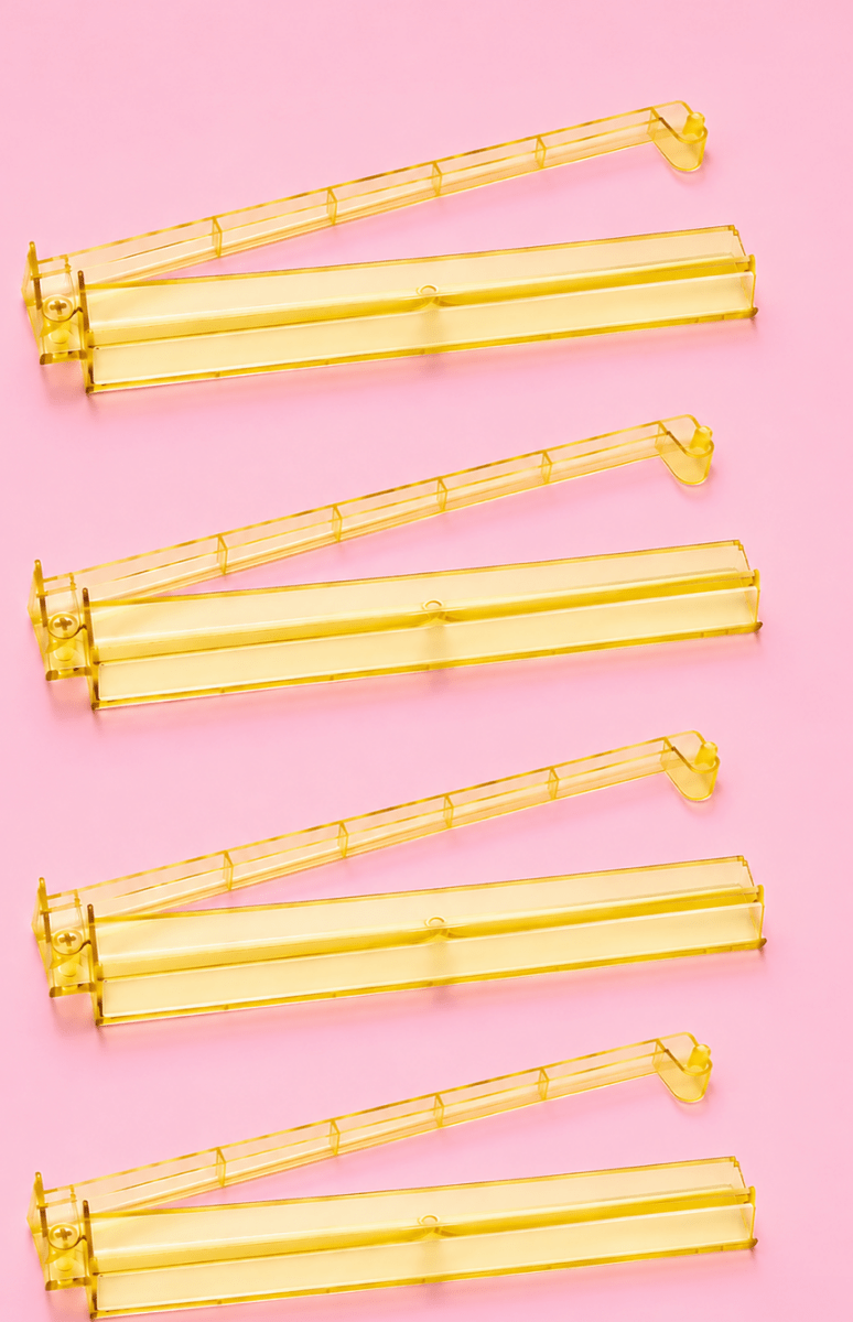 Yellow Acrylic Mahjong Tile Racks Racks with Pushers Set of 4, 17.5"W - Pages & Parcels