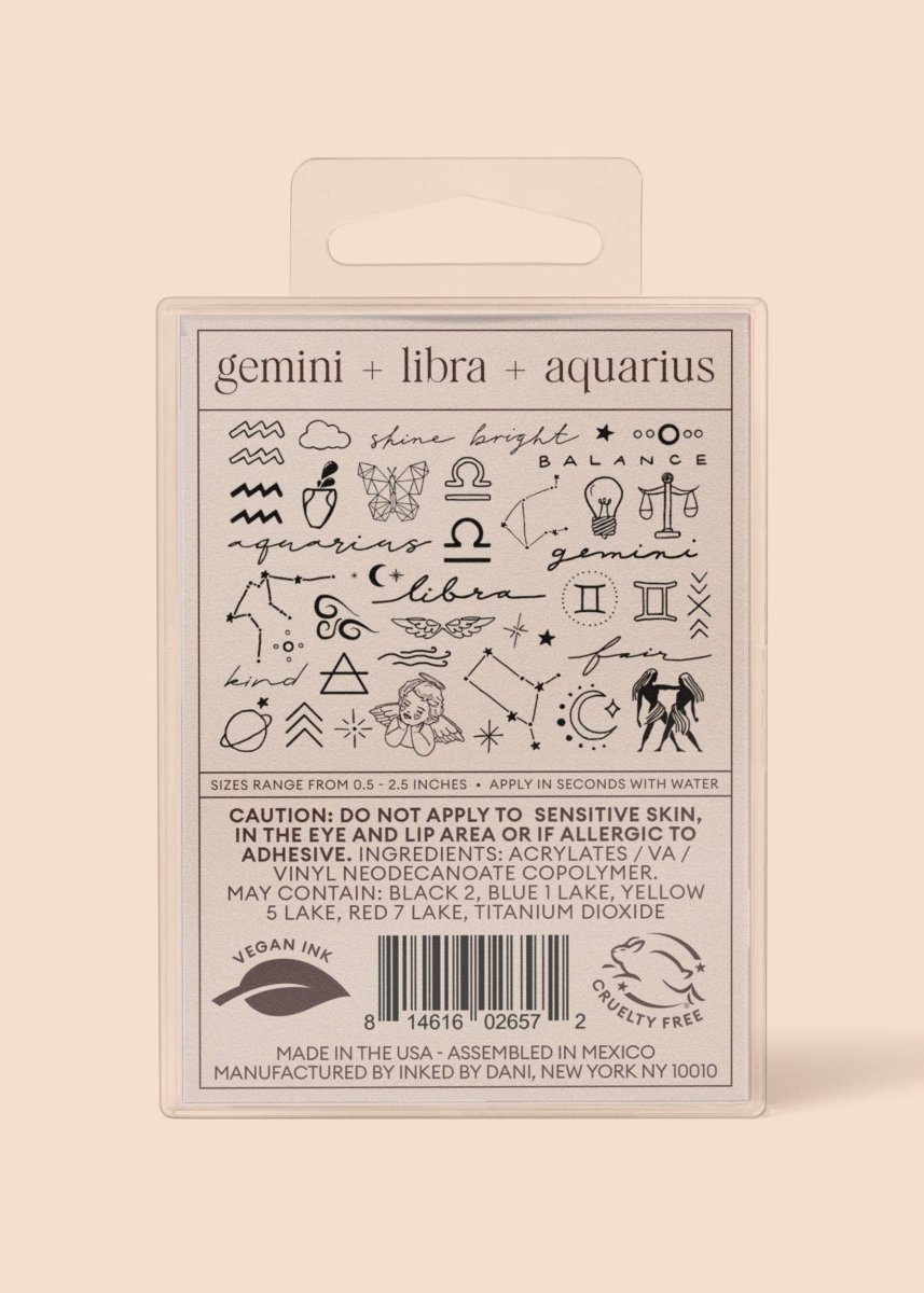 Zodiac Collection: Air Signs Temporary Tattoo Pack - Pages & Parcels